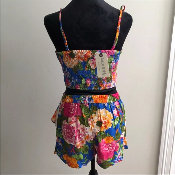 NWT Lottie & Holly B-O-G Collective Floral Crop Top & Shorts Set Skort w Ruffles - Picture 3 of 12